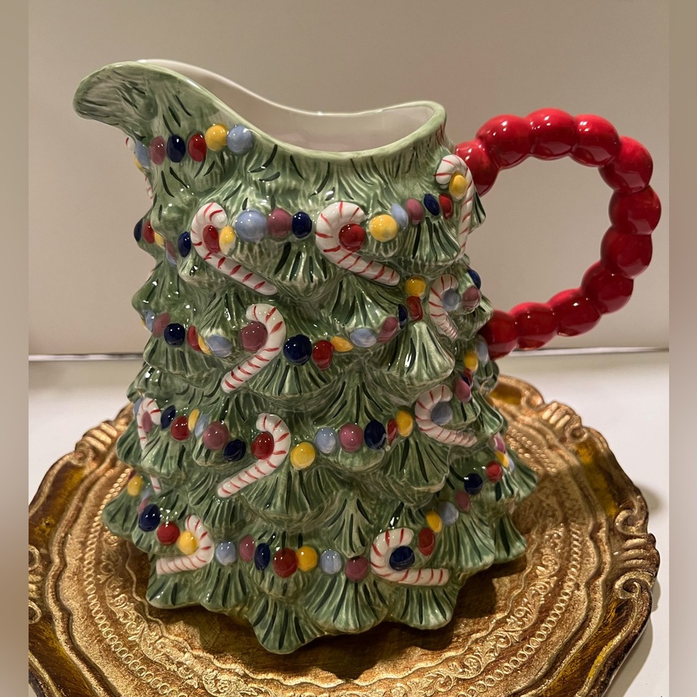 NWT HOLIDAY CELEBRATIONS by CHRISTOPHER RADKO CHRISTMAS TREE PITCHER.